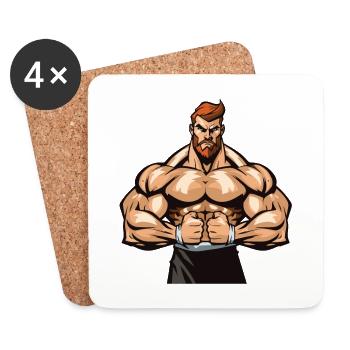 Bodybuilder Gym Muscles - Dessous de verre (lot de 4) - blanc - Devant