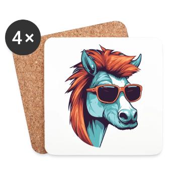 Portrait De Tête De Cheval Cool - Dessous de verre (lot de 4) - blanc - Devant