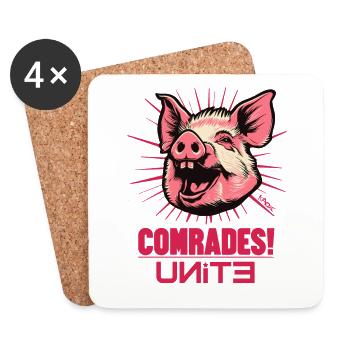 Parodie du socialisme Communisme Cochon - Dessous de verre (lot de 4) - blanc - Devant