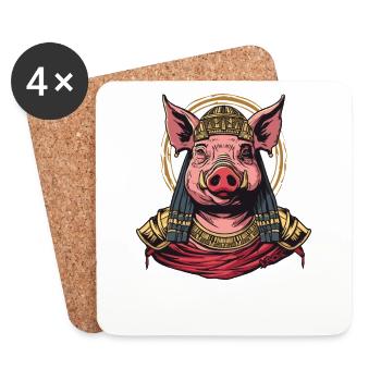 Pharaon égyptien Cléopâtre Cochon - Dessous de verre (lot de 4) - blanc - Devant