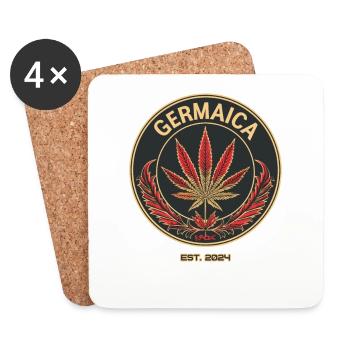 Jamaika Deutschland Cannabis Weed Germaica - Untersetzer (4er-Set) - Weiß - Vorne
