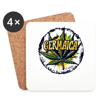 Reggae: Germaica Cannabis Deutschland Jamaika - Untersetzer (4er-Set) - Weiß - Vorne