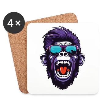 Monkey Head Portrait Funny Party - Coasters (set of 4) - white - Front