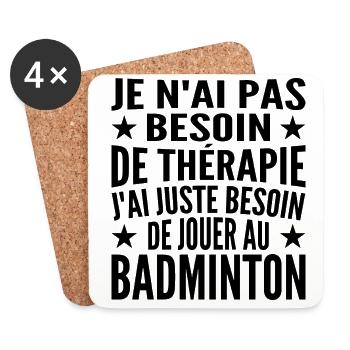 Ich muss nur Badminton spielen. Geschenk - Untersetzer (4er-Set) - Weiß - Vorne
