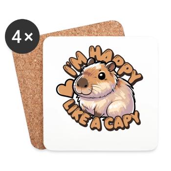 I'm happy like a capy - funny capybara shirt - Coasters (set of 4) - white - Front