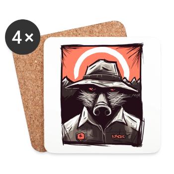 Funny Nature and Outdoor Ranger Pig - Coasters (set of 4) - white - Front