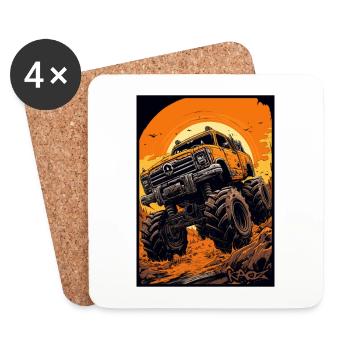 Cartoon Cooler Monstertruck - Untersetzer (4er-Set) - Weiß - Vorne