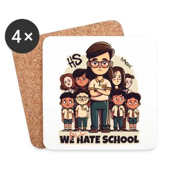 Teachers and students: We all hate school - Coasters (set of 4) - white - Front
