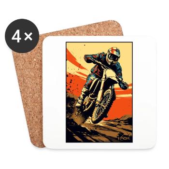 Motorrad-Illustration Motocross - Untersetzer (4er-Set) - Weiß - Vorne