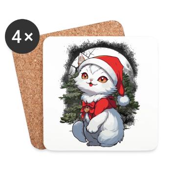 Chat Chats Enfant Enfants Habitants de la forêt Miaulement - Dessous de verre (lot de 4) - blanc - Devant