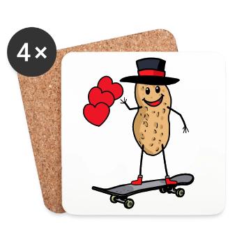 Cacahuète anniversaire voeux cadeau d’anniversaire patineur - Dessous de verre (lot de 4) - blanc - Devant