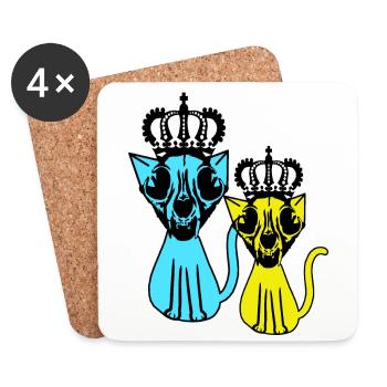 Retro Vintage Cats 80's King Winner 90's - Coasters (set of 4) - white - Front
