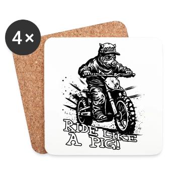 Roulez comme un cochon de motocross - Dessous de verre (lot de 4) - blanc - Devant