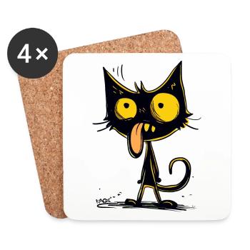 Die beste und coolste schwindelige Katze - Untersetzer (4er-Set) - Weiß - Vorne