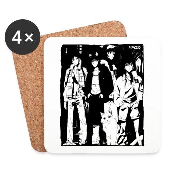années 80 ou 90 Japonais Manga Amis - Dessous de verre (lot de 4) - blanc - Devant
