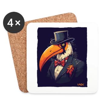 Le toucan d’un gentleman - Dessous de verre (lot de 4) - blanc - Devant