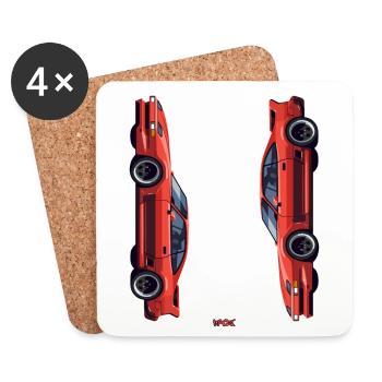 Design of Retro American Sports Car Car - Coasters (set of 4) - white - Front