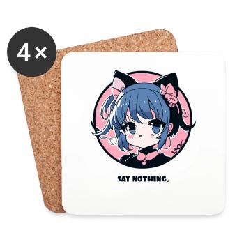 The cutest cute anime girl, don't say anything - Coasters (set of 4) - white - Front