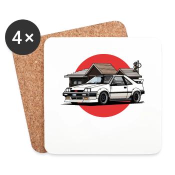 Scène automobile japonaise JDM des années 90 - Dessous de verre (lot de 4) - blanc - Devant