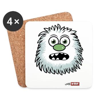 Cartoon Snow Yeti Creature for Kids - Coasters (set of 4) - white - Front