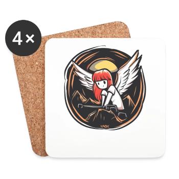 Cute angel amused by a silly weapon - Coasters (set of 4) - white - Front