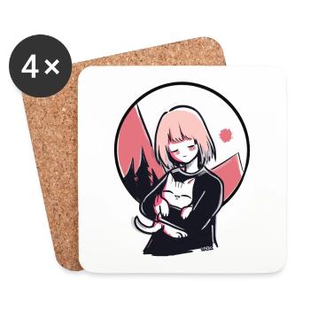 Just the Two of Us: A Girl and Her Cat - Coasters (set of 4) - white - Front