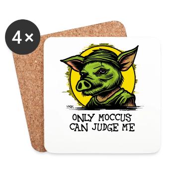 Celtic pig, only Moccus can judge me - Coasters (set of 4) - white - Front