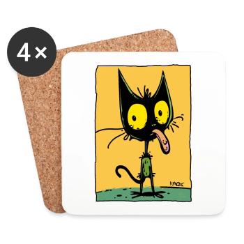 The coolest naughty cartoon cat, funny cat - Coasters (set of 4) - white - Front