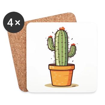 un cactus en fleurs - Dessous de verre (lot de 4) - blanc - Devant