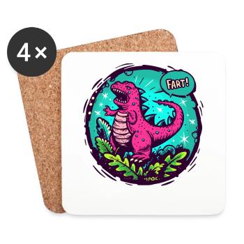 Riesenechse Dinosaurier Dino, Furz - Untersetzer (4er-Set) - Weiß - Vorne