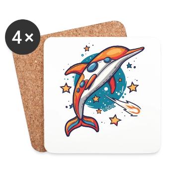 Super funky funky dauphin vaisseau-mère dans l’espace extra-atmosphérique - Dessous de verre (lot de 4) - blanc - Devant