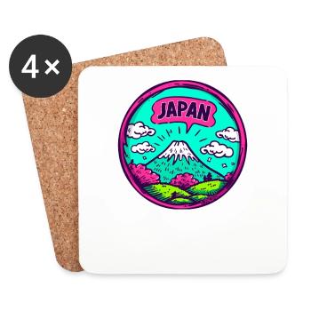 Cute cartoon of Mount Fuji, Japan - Coasters (set of 4) - white - Front