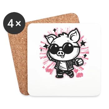 Super Glacières Disco Pig - Dessous de verre (lot de 4) - blanc - Devant