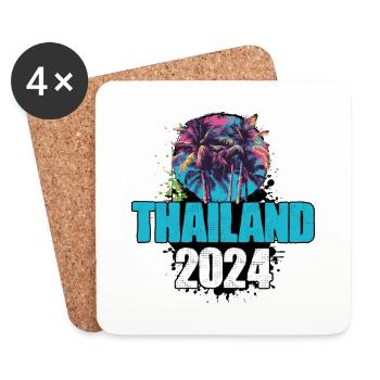 L’équipe de la tournée de voyage en Thaïlande 2024 - Dessous de verre (lot de 4) - blanc - Devant