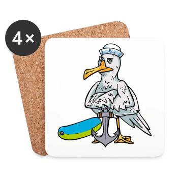 Mouette Mouette Sailor Distress Anneau de natation Maritime - Dessous de verre (lot de 4) - blanc - Devant