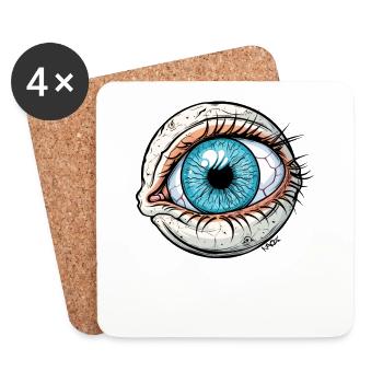 Un œil énorme, méfiez-vous ! - Dessous de verre (lot de 4) - blanc - Devant