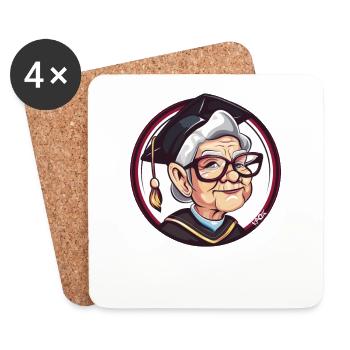 Granny with graduation cap for exam - Coasters (set of 4) - white - Front