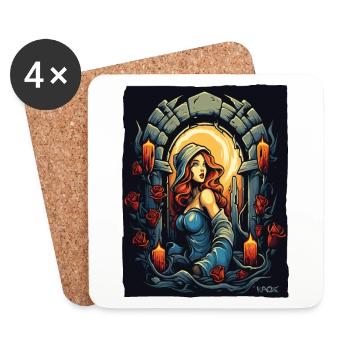 Une servante perdue dans le donjon des roses - Dessous de verre (lot de 4) - blanc - Devant