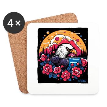 Flowers and Eagles - Coasters (set of 4) - white - Front
