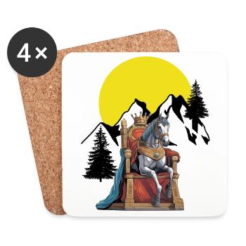 Pferd Pferde König Königreich Fantasy Thron Held - Untersetzer (4er-Set) - Weiß - Vorne