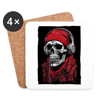 Hip-Hop Skull Rap - Coasters (set of 4) - white - Front