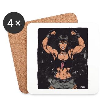 Guerrier de la remise en forme prêt au combat - Dessous de verre (lot de 4) - blanc - Devant