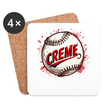 Crème de baseball - Dessous de verre (lot de 4) - blanc - Devant