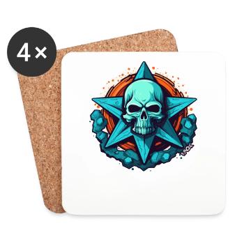 Nature Scene: Star and Skull - Coasters (set of 4) - white - Front