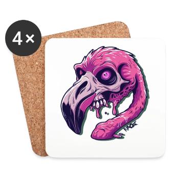 Lustiger und schauriger Horror-Zombie-Flamingo - Untersetzer (4er-Set) - Weiß - Vorne