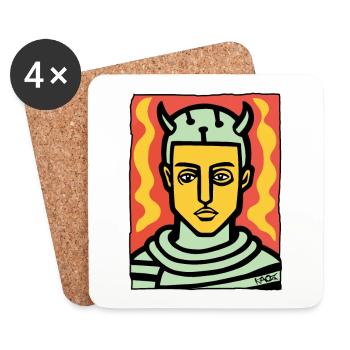 Chevalier Viking de l’anime - Dessous de verre (lot de 4) - blanc - Devant