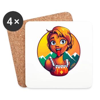 Femme de ménage traditionnelle Dirndl - Dessous de verre (lot de 4) - blanc - Devant