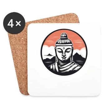 The Buddha Monk - Coasters (set of 4) - white - Front