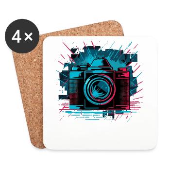 Colorful camera with splash effect - Coasters (set of 4) - white - Front