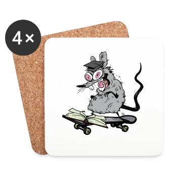 Étudiant Érudit Apprentissage Rat Patineur Adolescent - Dessous de verre (lot de 4) - blanc - Devant